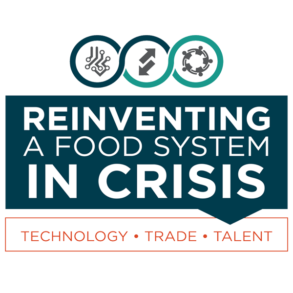 Text logo saying "Reinventing a Food System in Crisis"